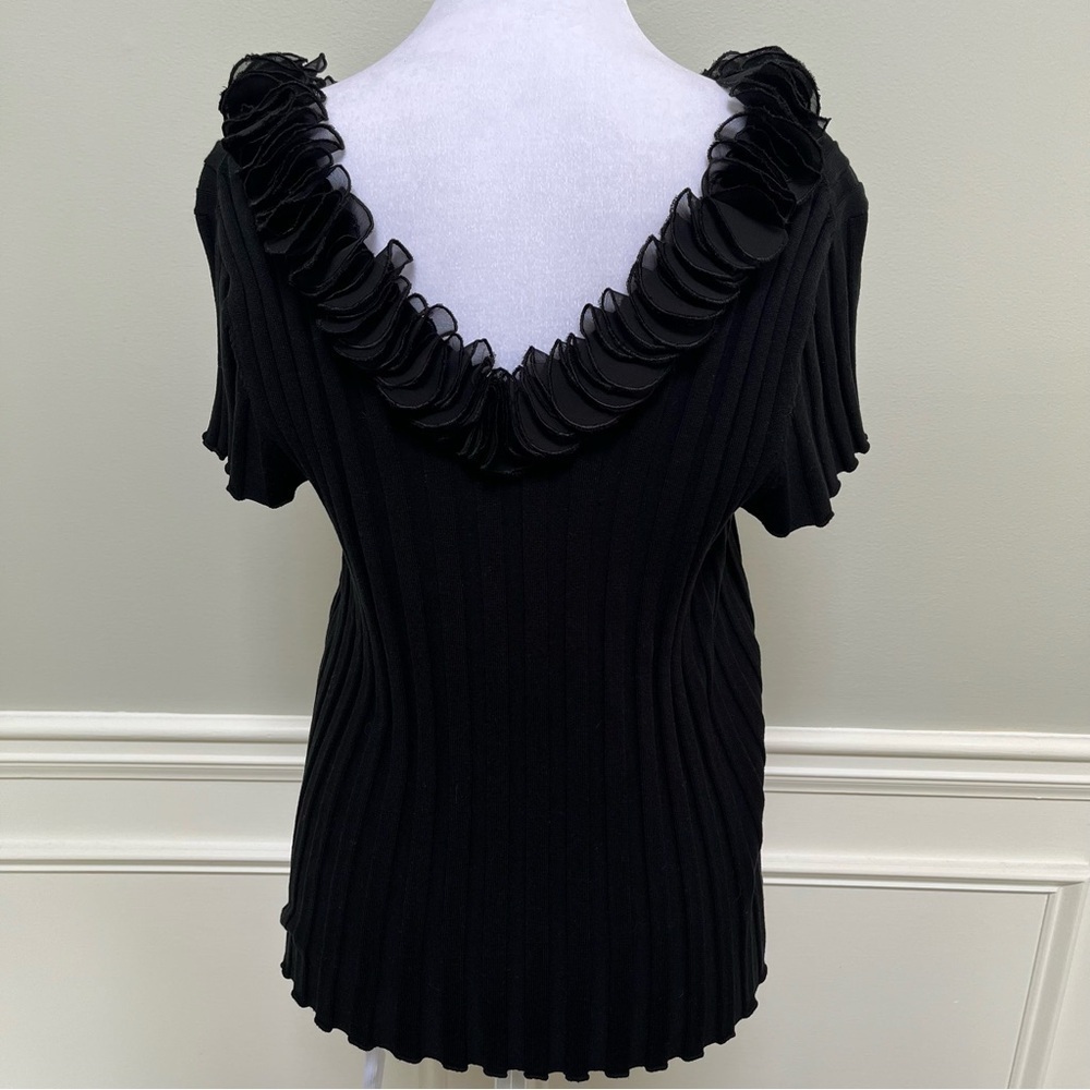 EVIE Rayon/Silk Ruffle Sweater L - Picture 3 of 8